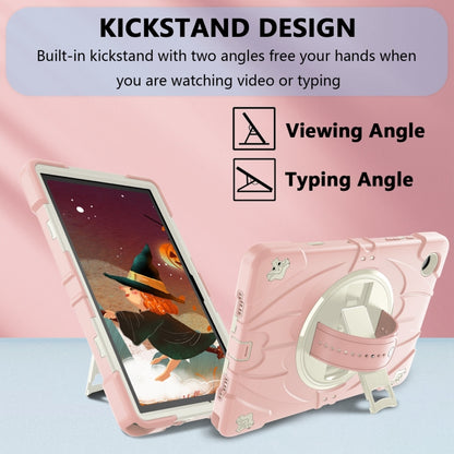 For Samsung Galaxy Tab A8 Bat Hand Grip Turntable Stand Tablet Case(Pink White) by bashfashion