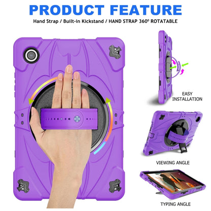 For Samsung Galaxy Tab A8 Bat Hand Grip Turntable Stand Tablet Case(Purple Black) by bashfashion