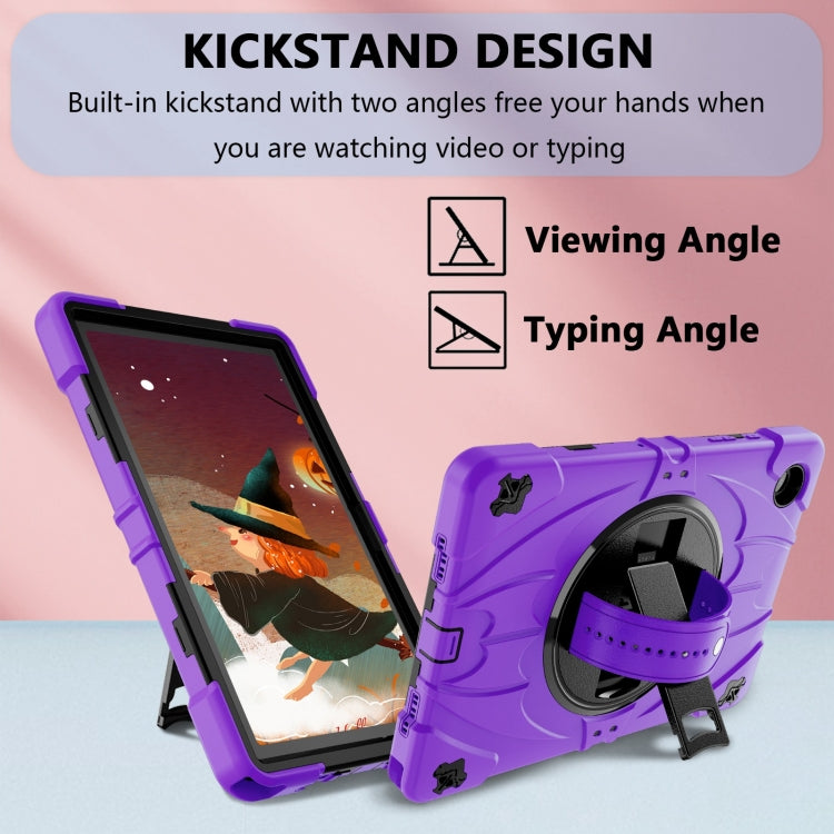 For Samsung Galaxy Tab A8 Bat Hand Grip Turntable Stand Tablet Case(Purple Black) by bashfashion