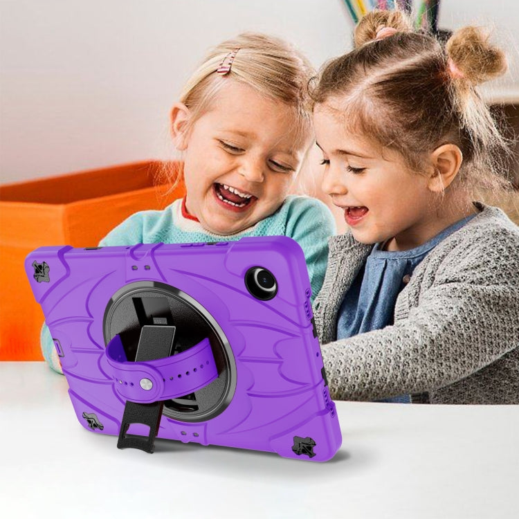 For Samsung Galaxy Tab A8 Bat Hand Grip Turntable Stand Tablet Case(Purple Black) by bashfashion