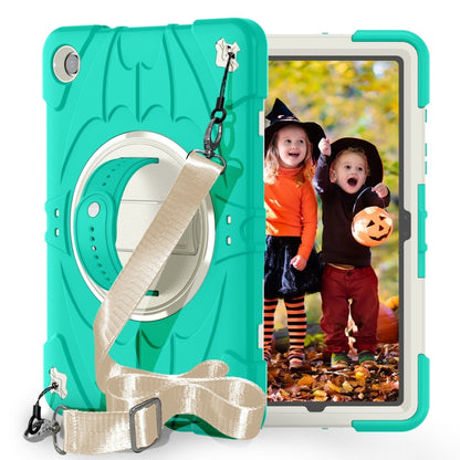 For Samsung Galaxy Tab A9+ Bat Hand Grip Turntable Stand Tablet Case(Mint Green White) by bashfashion
