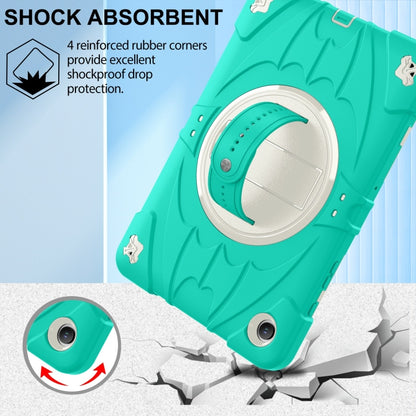 For Samsung Galaxy Tab A9+ Bat Hand Grip Turntable Stand Tablet Case(Mint Green White) by bashfashion