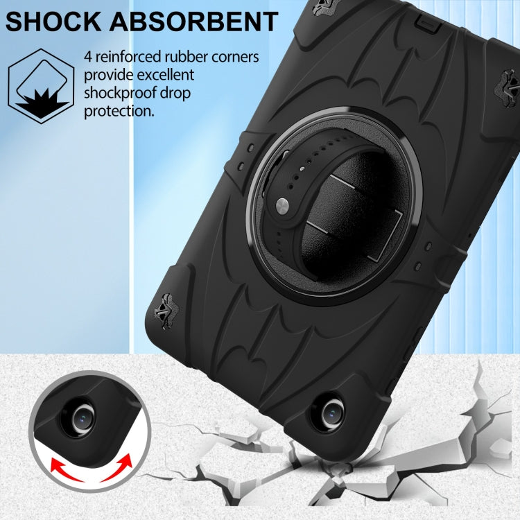 For Samsung Galaxy Tab A9+ Bat Hand Grip Turntable Stand Tablet Case(Black) by bashfashion