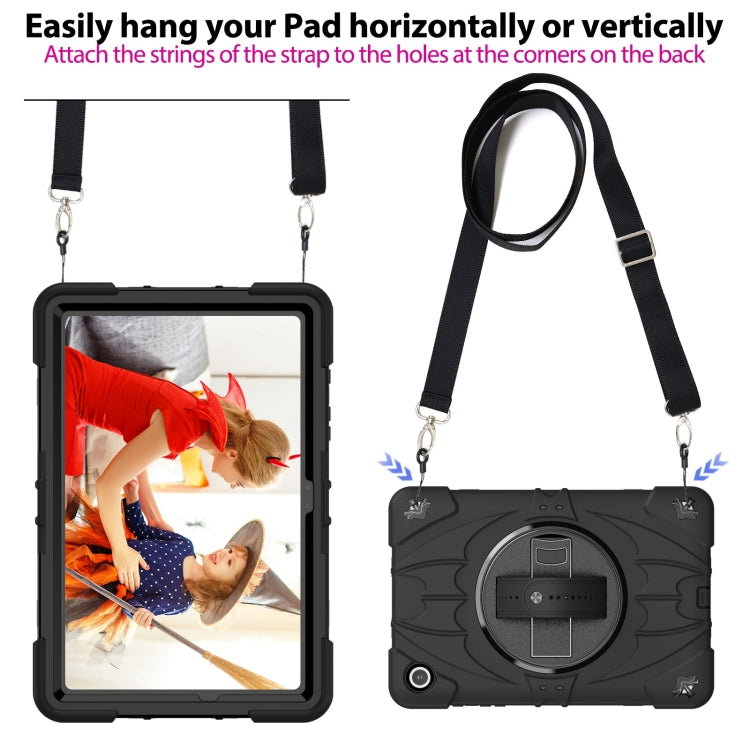 For Samsung Galaxy Tab A9+ Bat Hand Grip Turntable Stand Tablet Case(Black) by bashfashion