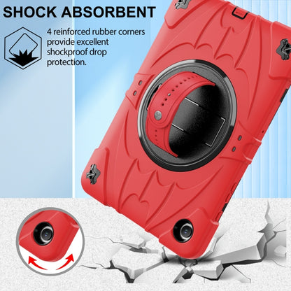 For Samsung Galaxy Tab A9+ Bat Hand Grip Turntable Stand Tablet Case(Red Black) by bashfashion