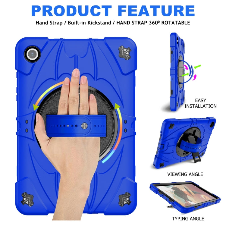 For Samsung Galaxy Tab A9+ Bat Hand Grip Turntable Stand Tablet Case(Blue Black) by bashfashion