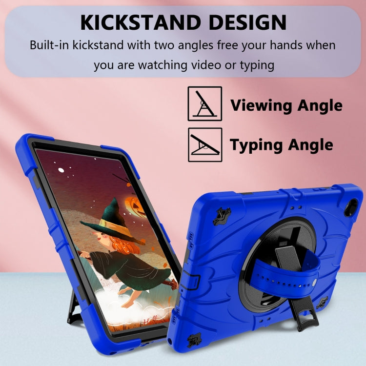 For Samsung Galaxy Tab A9+ Bat Hand Grip Turntable Stand Tablet Case(Blue Black) by bashfashion