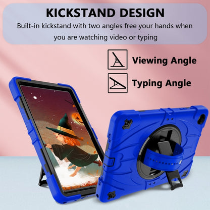 For Samsung Galaxy Tab A9+ Bat Hand Grip Turntable Stand Tablet Case(Blue Black) by bashfashion