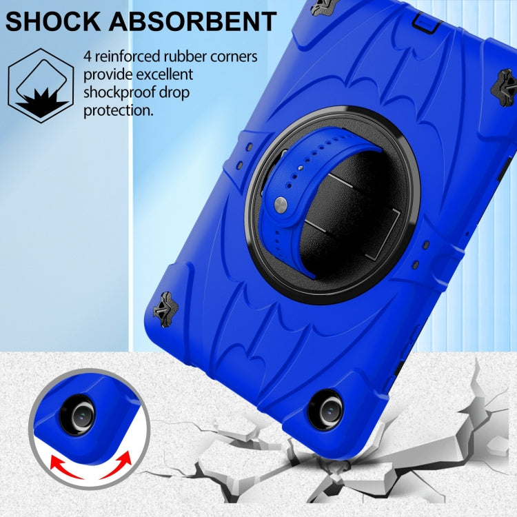 For Samsung Galaxy Tab A9+ Bat Hand Grip Turntable Stand Tablet Case(Blue Black) by bashfashion