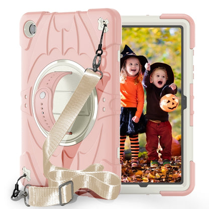 For Samsung Galaxy Tab A9+ Bat Hand Grip Turntable Stand Tablet Case(Pink White) by bashfashion