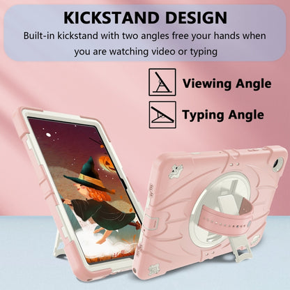 For Samsung Galaxy Tab A9+ Bat Hand Grip Turntable Stand Tablet Case(Pink White) by bashfashion