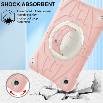 For Samsung Galaxy Tab A9+ Bat Hand Grip Turntable Stand Tablet Case(Pink White) by bashfashion