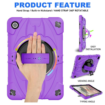 For Samsung Galaxy Tab A9+ Bat Hand Grip Turntable Stand Tablet Case(Purple Black) by bashfashion