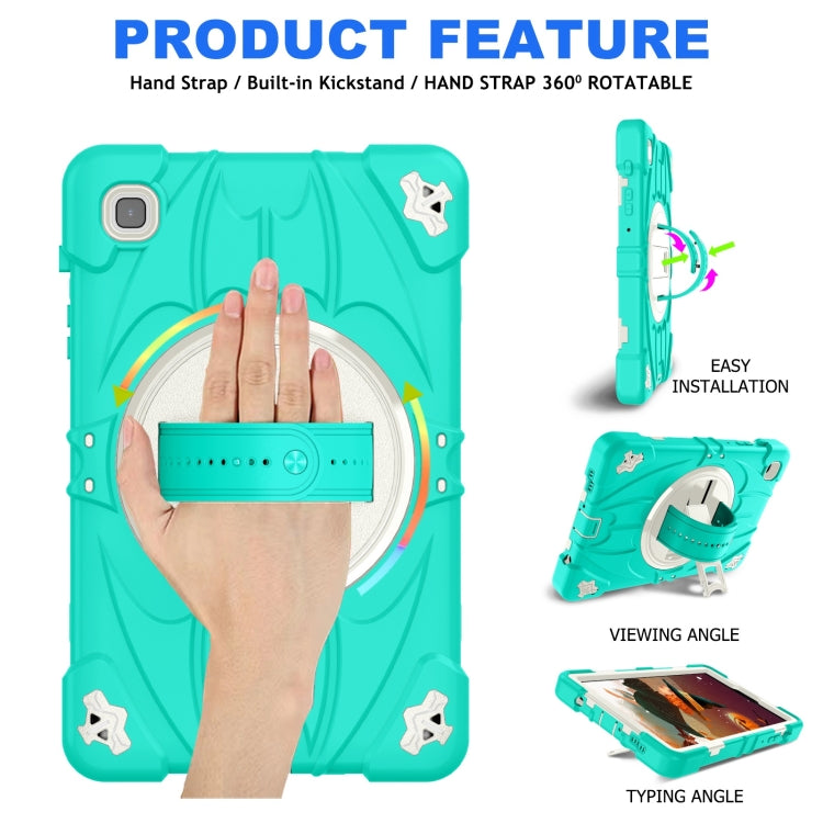 For Samsung Galaxy Tab A7 Lite Bat Hand Grip Turntable Stand Tablet Case(Mint Green White) by bashfashion