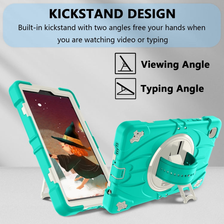 For Samsung Galaxy Tab A7 Lite Bat Hand Grip Turntable Stand Tablet Case(Mint Green White) by bashfashion