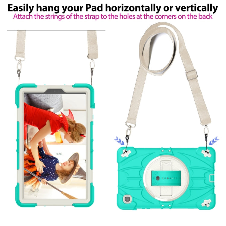 For Samsung Galaxy Tab A7 Lite Bat Hand Grip Turntable Stand Tablet Case(Mint Green White) by bashfashion