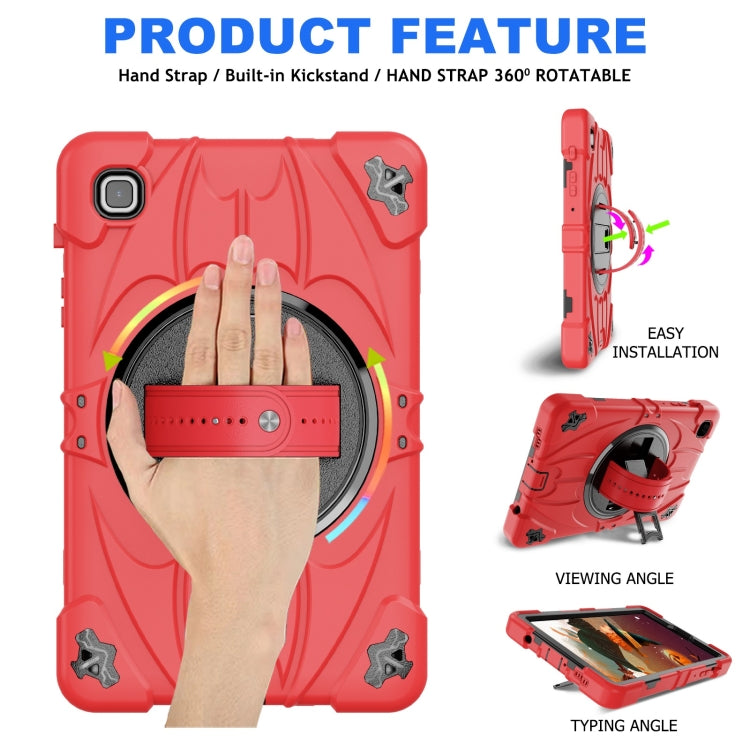 For Samsung Galaxy Tab A7 Lite Bat Hand Grip Turntable Stand Tablet Case(Red Black) by bashfashion