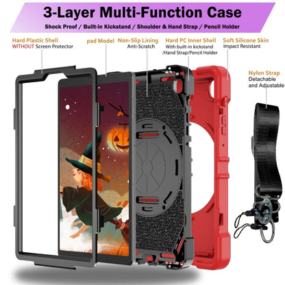 For Samsung Galaxy Tab A7 Lite Bat Hand Grip Turntable Stand Tablet Case(Red Black) by bashfashion
