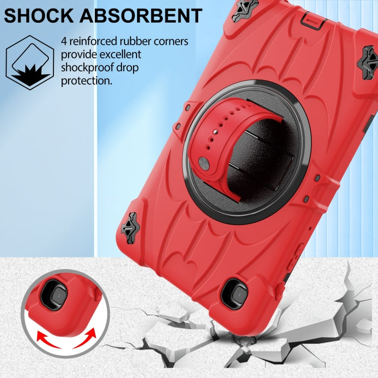 For Samsung Galaxy Tab A7 Lite Bat Hand Grip Turntable Stand Tablet Case(Red Black) by bashfashion