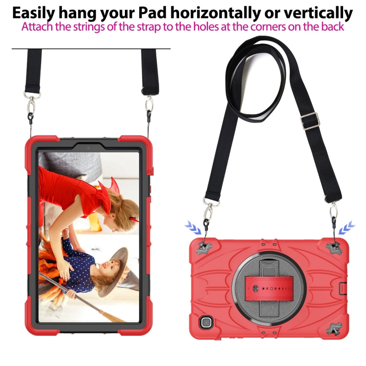 For Samsung Galaxy Tab A7 Lite Bat Hand Grip Turntable Stand Tablet Case(Red Black) by bashfashion