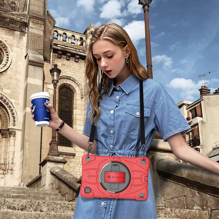 For Samsung Galaxy Tab A7 Lite Bat Hand Grip Turntable Stand Tablet Case(Red Black) by bashfashion