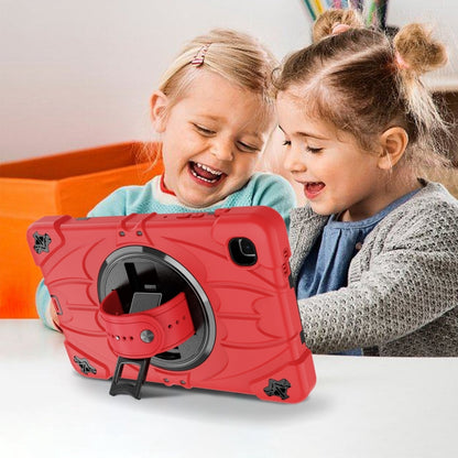 For Samsung Galaxy Tab A7 Lite Bat Hand Grip Turntable Stand Tablet Case(Red Black) by bashfashion