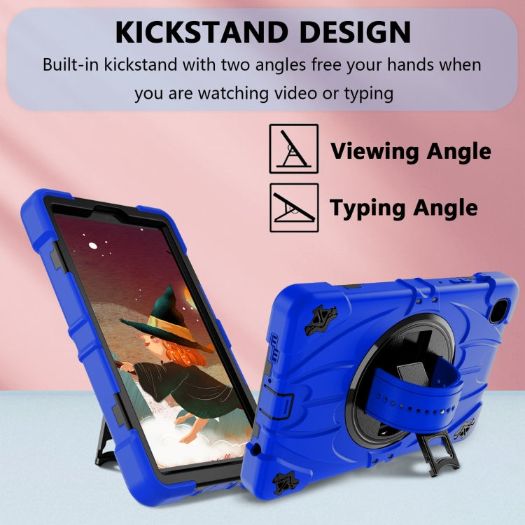 For Samsung Galaxy Tab A7 Lite Bat Hand Grip Turntable Stand Tablet Case(Blue Black) by bashfashion