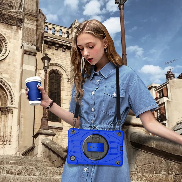 For Samsung Galaxy Tab A7 Lite Bat Hand Grip Turntable Stand Tablet Case(Blue Black) by bashfashion