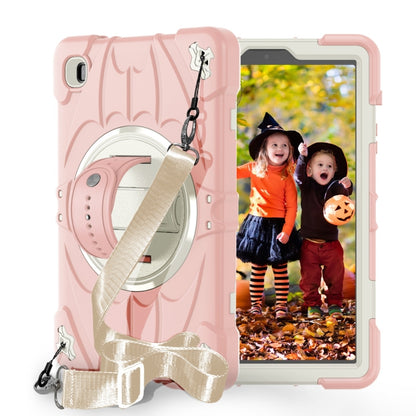 For Samsung Galaxy Tab A7 Lite Bat Hand Grip Turntable Stand Tablet Case(Pink White) by bashfashion