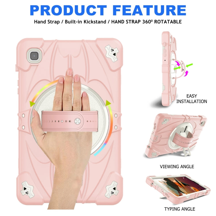 For Samsung Galaxy Tab A7 Lite Bat Hand Grip Turntable Stand Tablet Case(Pink White) by bashfashion