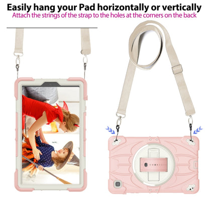 For Samsung Galaxy Tab A7 Lite Bat Hand Grip Turntable Stand Tablet Case(Pink White) by bashfashion