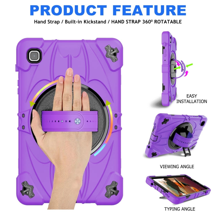 For Samsung Galaxy Tab A7 Lite Bat Hand Grip Turntable Stand Tablet Case(Purple Black) by bashfashion