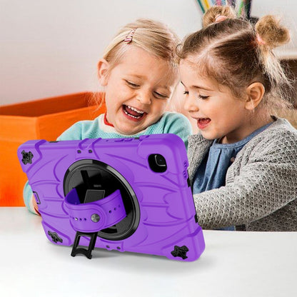 For Samsung Galaxy Tab A7 Lite Bat Hand Grip Turntable Stand Tablet Case(Purple Black) by bashfashion