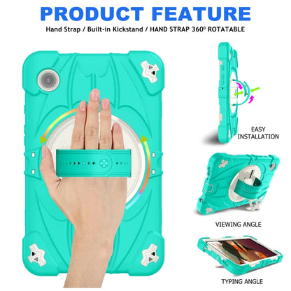 For Samsung Galaxy Tab A9 Bat Hand Grip Turntable Stand Tablet Case(Mint Green White) by bashfashion