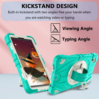 For Samsung Galaxy Tab A9 Bat Hand Grip Turntable Stand Tablet Case(Mint Green White) by bashfashion
