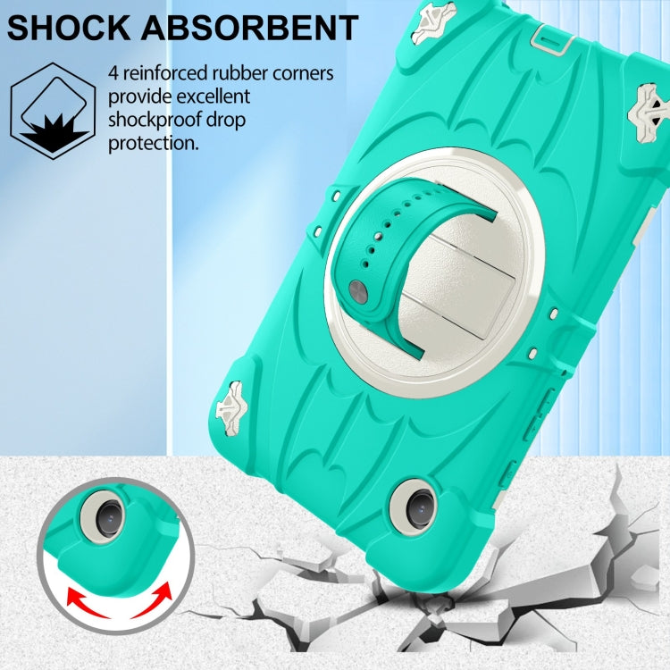 For Samsung Galaxy Tab A9 Bat Hand Grip Turntable Stand Tablet Case(Mint Green White) by bashfashion