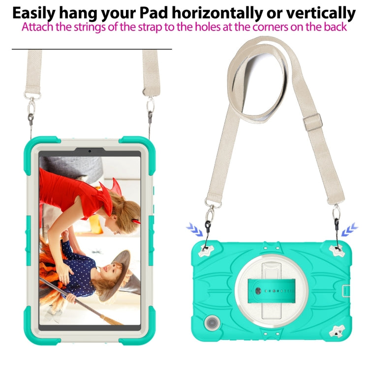 For Samsung Galaxy Tab A9 Bat Hand Grip Turntable Stand Tablet Case(Mint Green White) by bashfashion