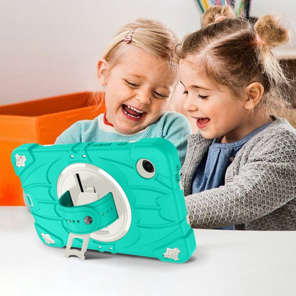 For Samsung Galaxy Tab A9 Bat Hand Grip Turntable Stand Tablet Case(Mint Green White) by bashfashion