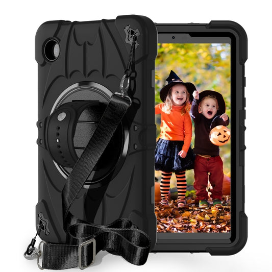 For Samsung Galaxy Tab A9 Bat Hand Grip Turntable Stand Tablet Case(Black) by bashfashion