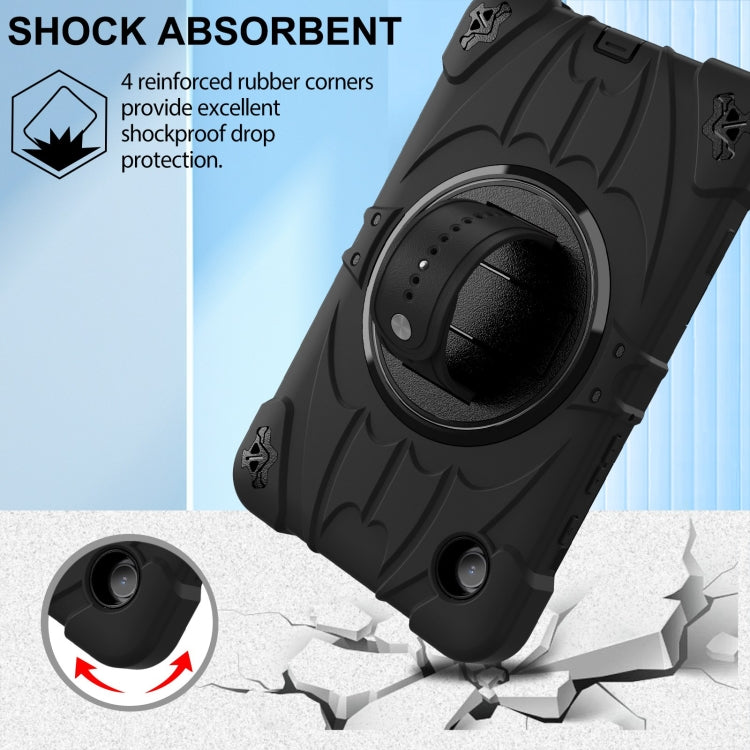 For Samsung Galaxy Tab A9 Bat Hand Grip Turntable Stand Tablet Case(Black) by bashfashion