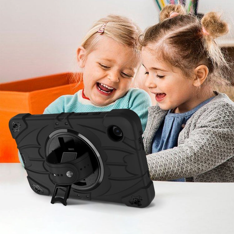 For Samsung Galaxy Tab A9 Bat Hand Grip Turntable Stand Tablet Case(Black) by bashfashion