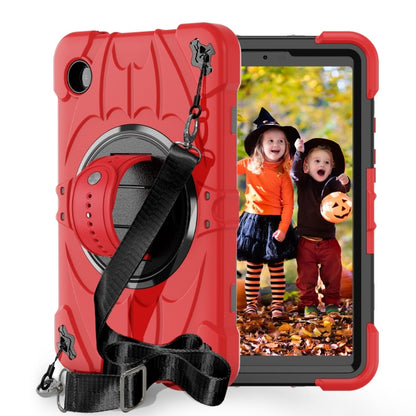 For Samsung Galaxy Tab A9 Bat Hand Grip Turntable Stand Tablet Case(Red Black) by bashfashion