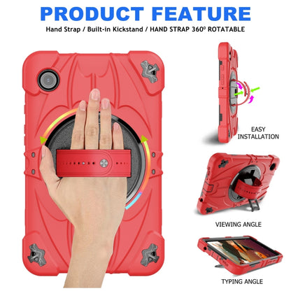For Samsung Galaxy Tab A9 Bat Hand Grip Turntable Stand Tablet Case(Red Black) by bashfashion