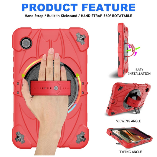 For Samsung Galaxy Tab A9 Bat Hand Grip Turntable Stand Tablet Case(Red Black) by bashfashion