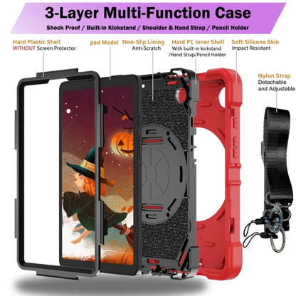 For Samsung Galaxy Tab A9 Bat Hand Grip Turntable Stand Tablet Case(Red Black) by bashfashion