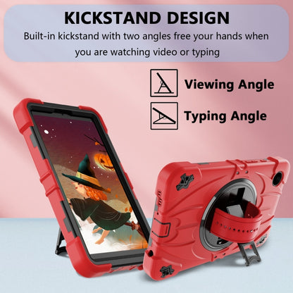 For Samsung Galaxy Tab A9 Bat Hand Grip Turntable Stand Tablet Case(Red Black) by bashfashion