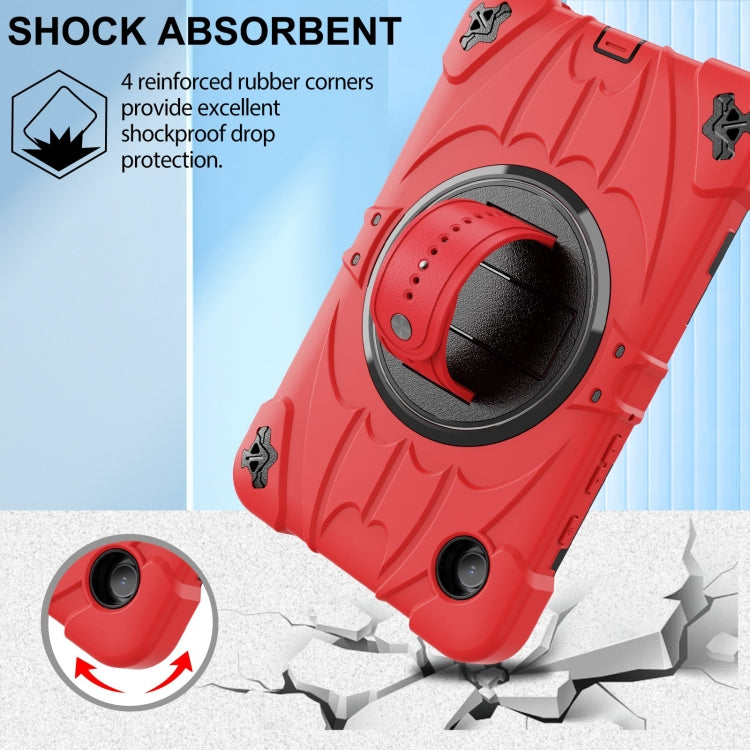 For Samsung Galaxy Tab A9 Bat Hand Grip Turntable Stand Tablet Case(Red Black) by bashfashion