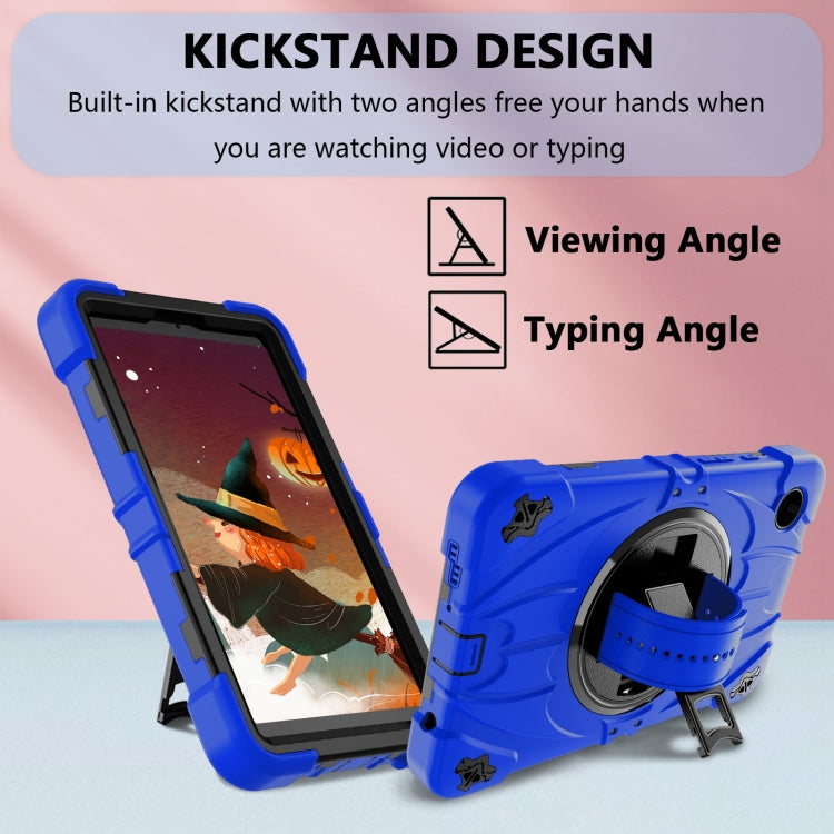 For Samsung Galaxy Tab A9 Bat Hand Grip Turntable Stand Tablet Case(Blue Black) by bashfashion