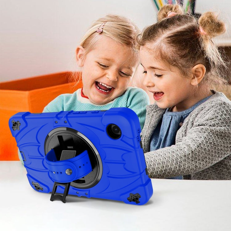 For Samsung Galaxy Tab A9 Bat Hand Grip Turntable Stand Tablet Case(Blue Black) by bashfashion