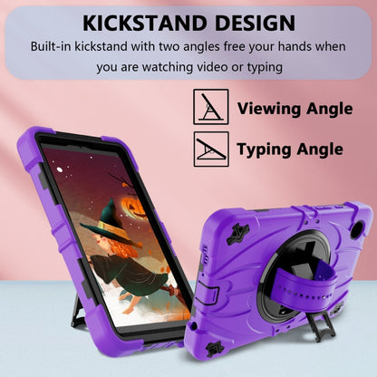 For Samsung Galaxy Tab A9 Bat Hand Grip Turntable Stand Tablet Case(Purple Black) by bashfashion